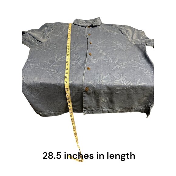 Tommy Bahama Mens Blue Textured Leaf Print Short Sleeve Button-Up Shirt - Picture 11 of 12